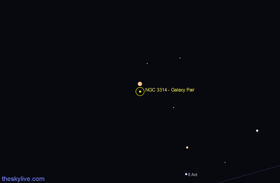 Finder chart NGC 3314 - Galaxy Pair in Hydra star