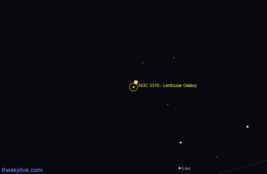 Finder chart NGC 3316 - Lenticular Galaxy in Hydra star