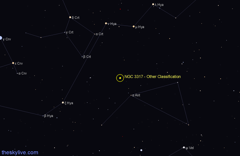 Finder chart NGC 3317 - Other Classification in Hydra star