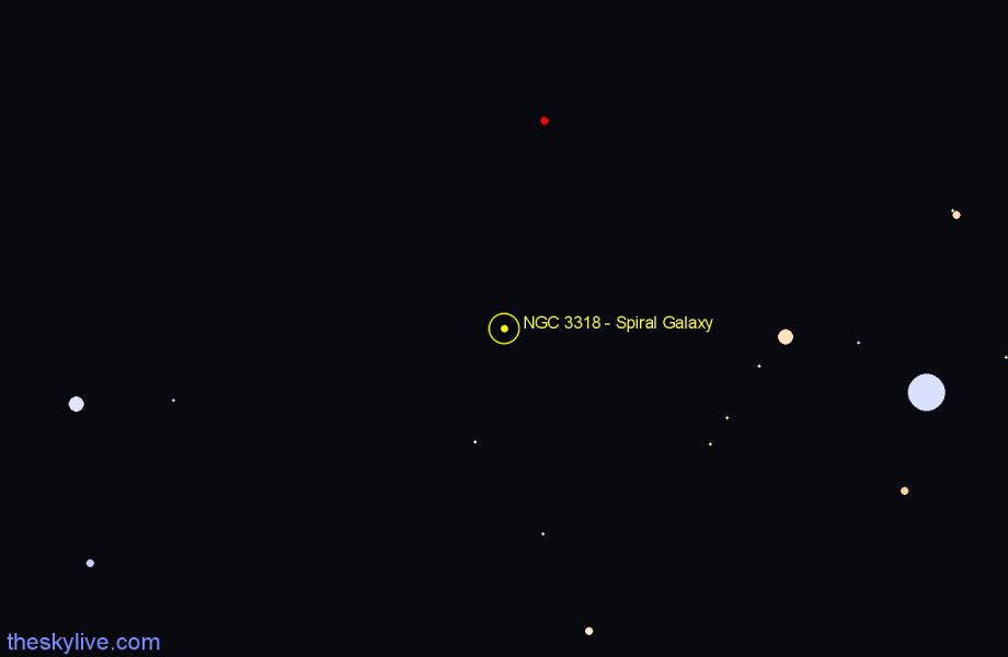 Finder chart NGC 3318 - Spiral Galaxy in Vela star