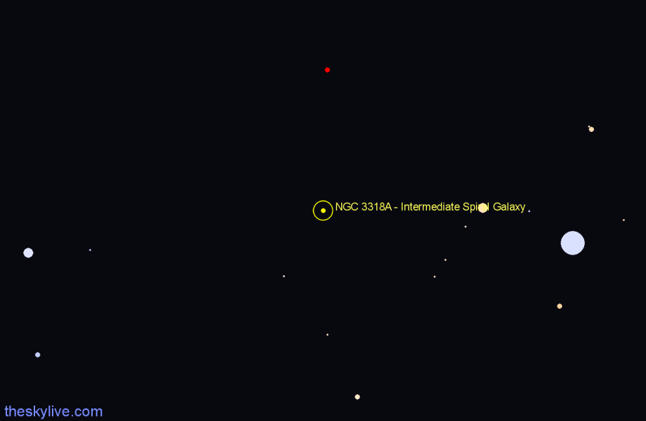 Finder chart NGC 3318A - Intermediate Spiral Galaxy in Vela star