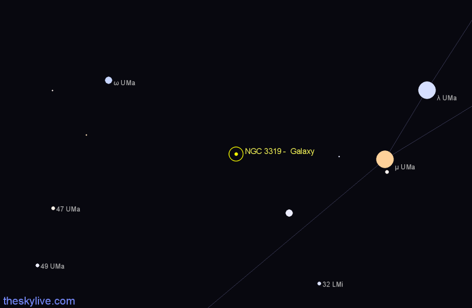Finder chart NGC 3319 - Galaxy in Ursa Major star