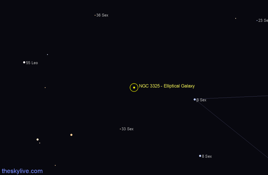 Finder chart NGC 3325 - Elliptical Galaxy in Sextans star