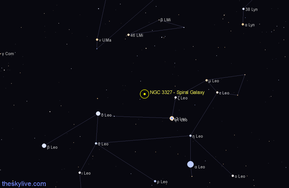 Finder chart NGC 3327 - Spiral Galaxy in Leo Minor star