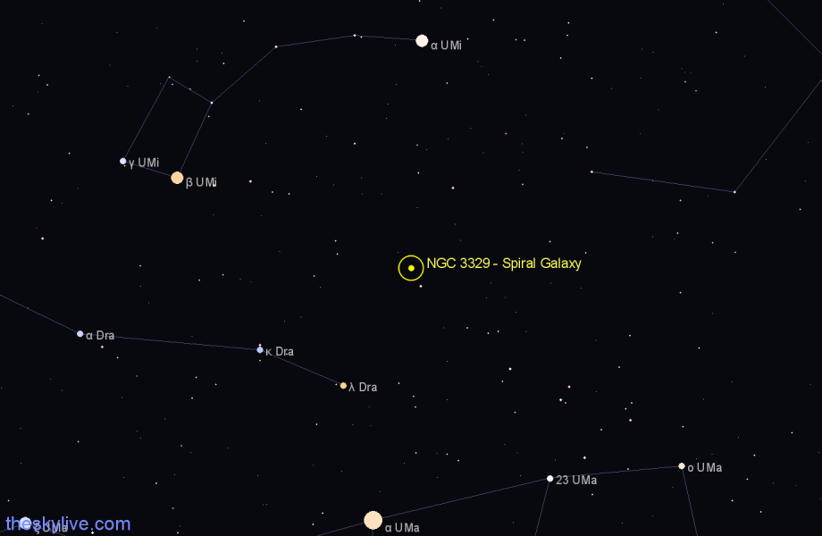 Finder chart NGC 3329 - Spiral Galaxy in Draco star
