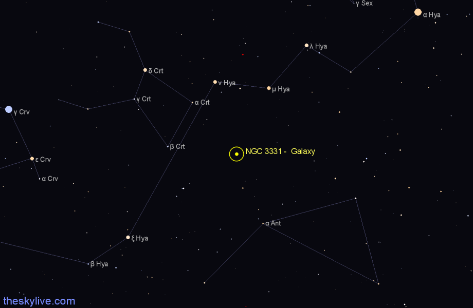 Finder chart NGC 3331 - Galaxy in Hydra star