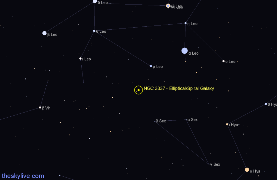 Finder chart NGC 3337 - Elliptical/Spiral Galaxy in Sextans star