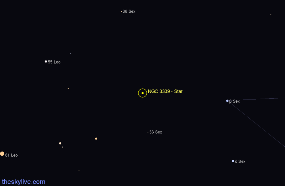 Finder chart NGC 3339 - Star in Sextans star