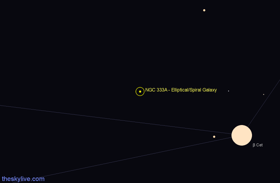 Finder chart NGC 333A - Elliptical/Spiral Galaxy in Cetus star