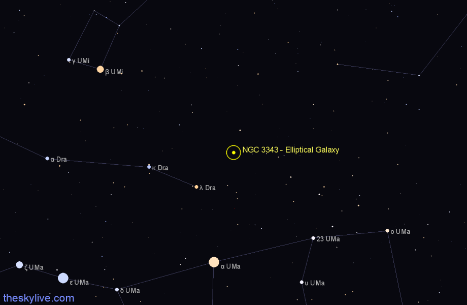 Finder chart NGC 3343 - Elliptical Galaxy in Draco star