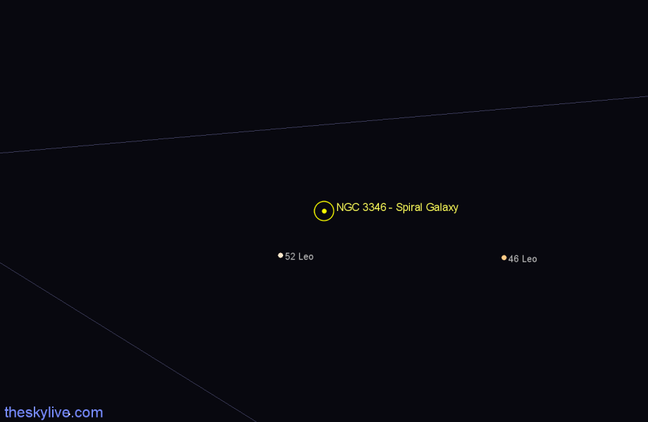 Finder chart NGC 3346 - Spiral Galaxy in Leo star