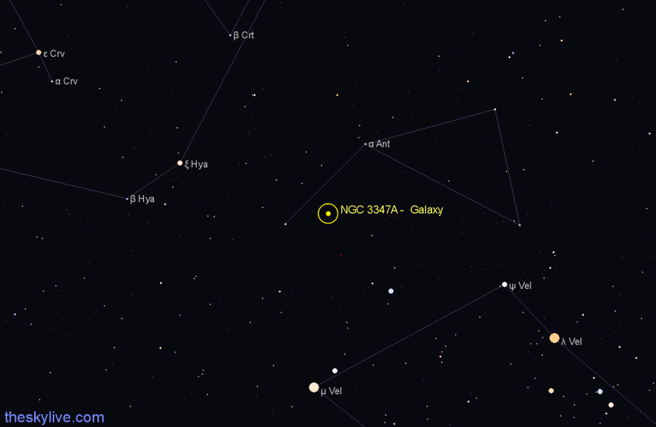 Finder chart NGC 3347A - Galaxy in Antlia star