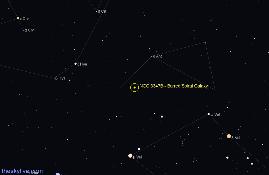 Finder chart NGC 3347B - Barred Spiral Galaxy in Antlia star