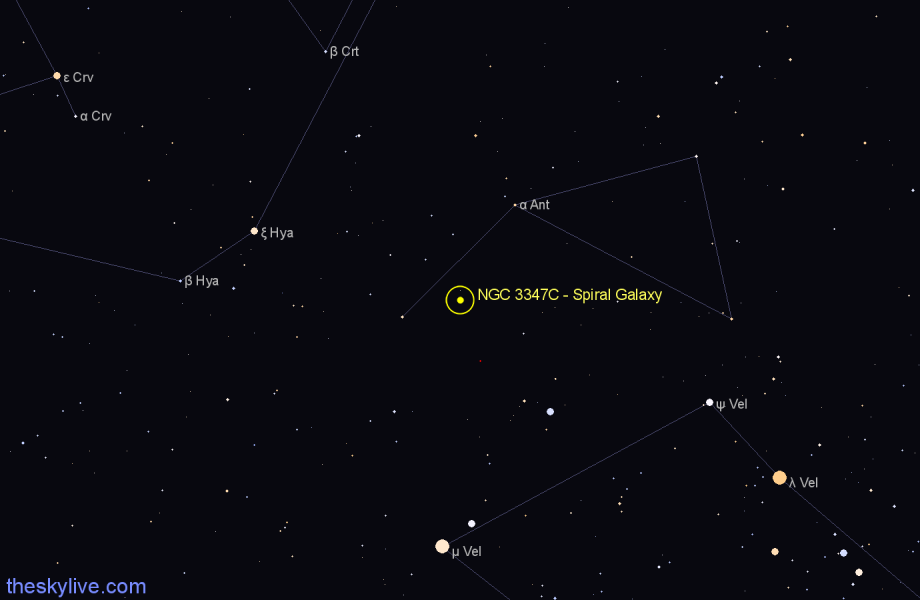 Finder chart NGC 3347C - Spiral Galaxy in Antlia star