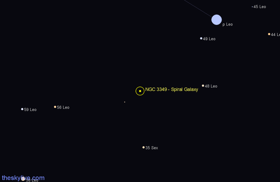 Finder chart NGC 3349 - Spiral Galaxy in Leo star