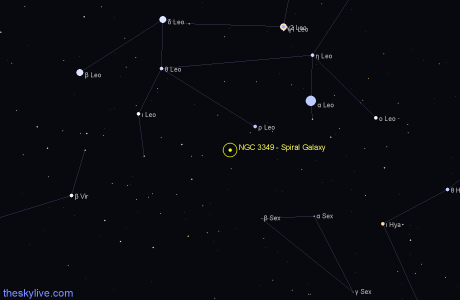 Finder chart NGC 3349 - Spiral Galaxy in Leo star