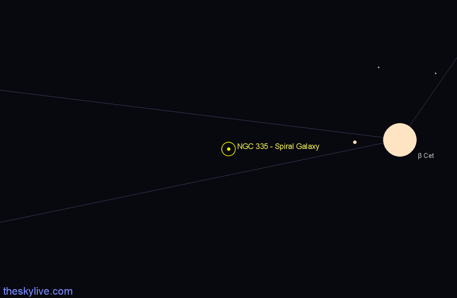 Finder chart NGC 335 - Spiral Galaxy in Cetus star