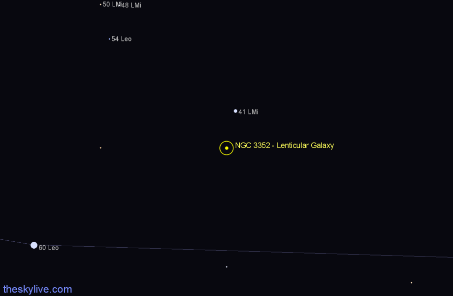 Finder chart NGC 3352 - Lenticular Galaxy in Leo star