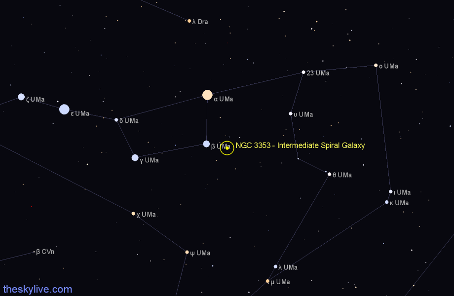 Finder chart NGC 3353 - Intermediate Spiral Galaxy in Ursa Major star