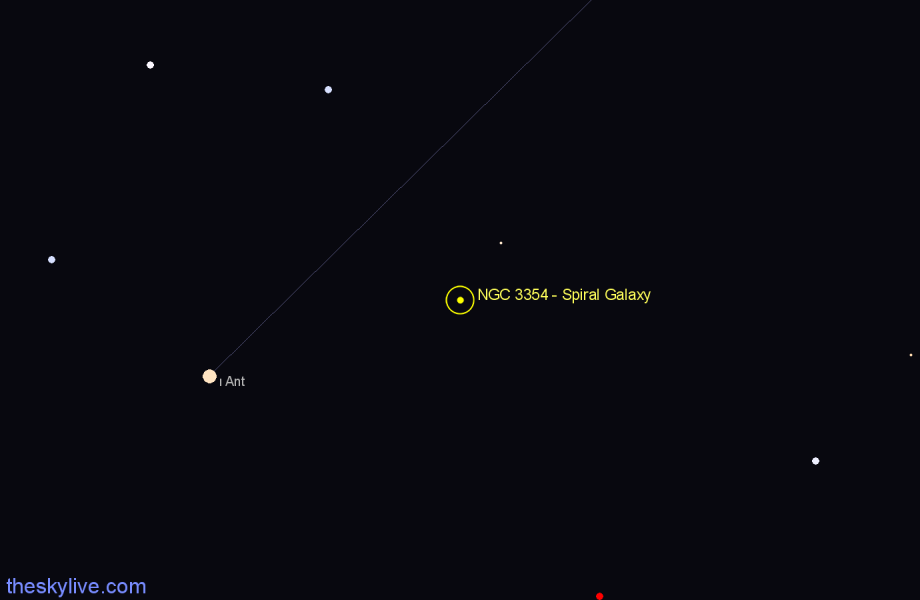 Finder chart NGC 3354 - Spiral Galaxy in Antlia star