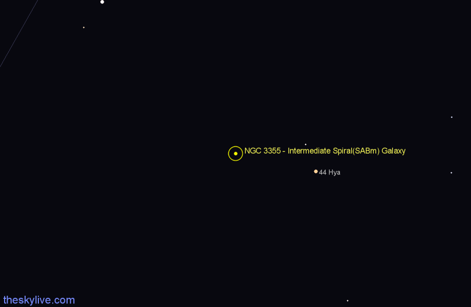 Finder chart NGC 3355 - Intermediate Spiral(SABm) Galaxy in Hydra star