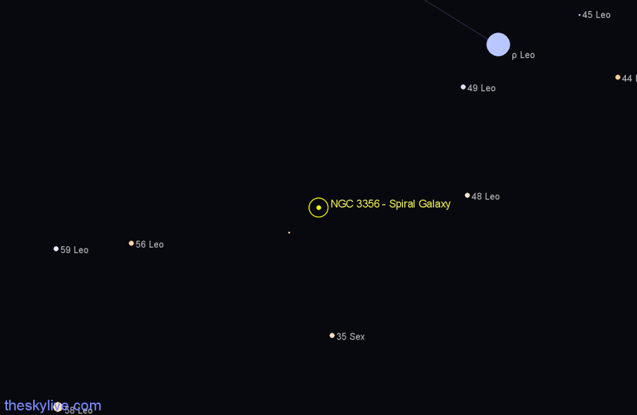 Finder chart NGC 3356 - Spiral Galaxy in Leo star