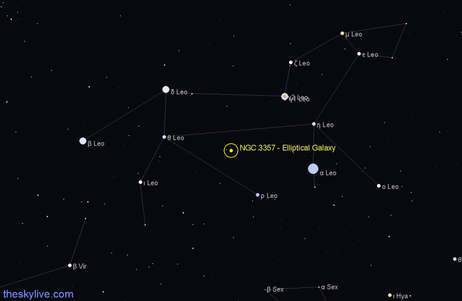 Finder chart NGC 3357 - Elliptical Galaxy in Leo star