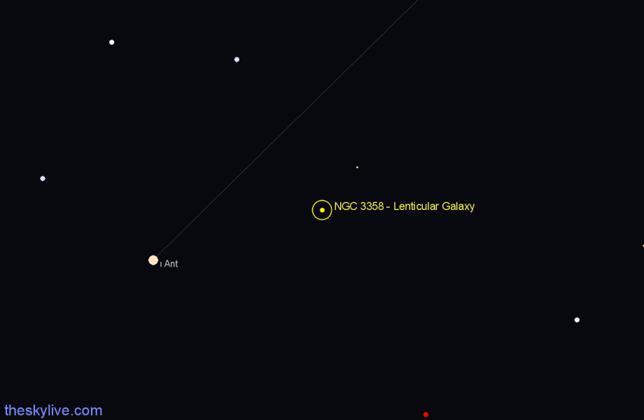 Finder chart NGC 3358 - Lenticular Galaxy in Antlia star