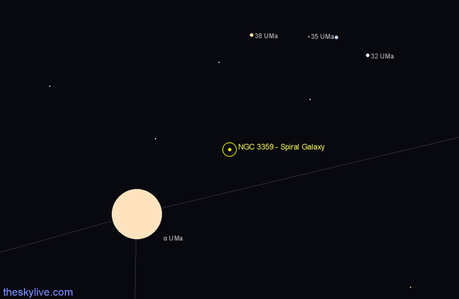 Finder chart NGC 3359 - Spiral Galaxy in Ursa Major star