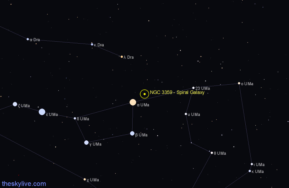 Finder chart NGC 3359 - Spiral Galaxy in Ursa Major star