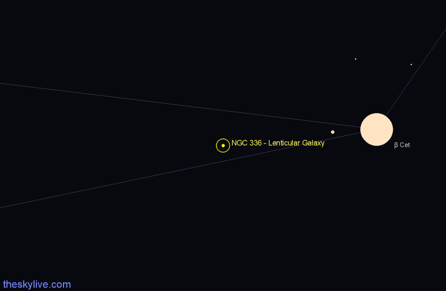 Finder chart NGC 336 - Lenticular Galaxy in Cetus star