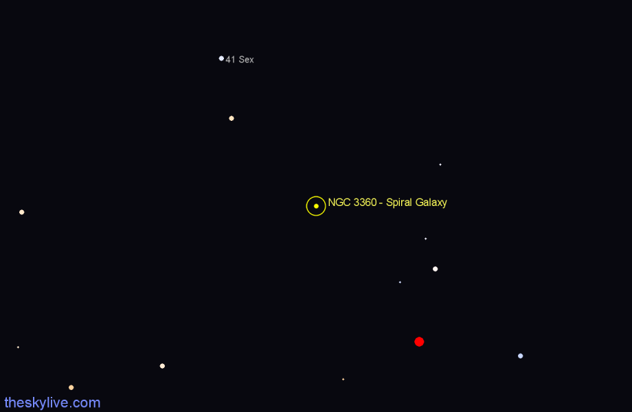 Finder chart NGC 3360 - Spiral Galaxy in Sextans star