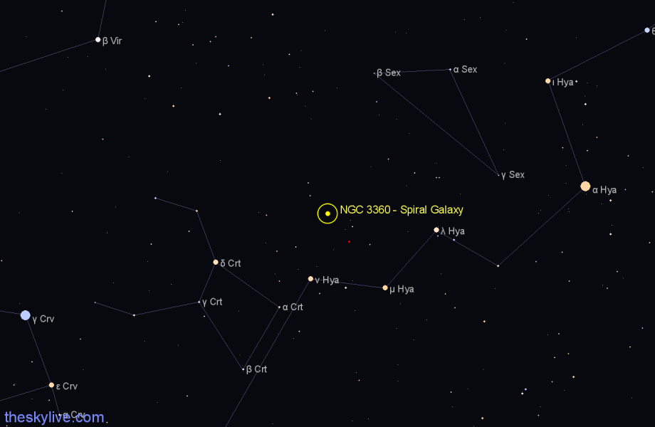 Finder chart NGC 3360 - Spiral Galaxy in Sextans star