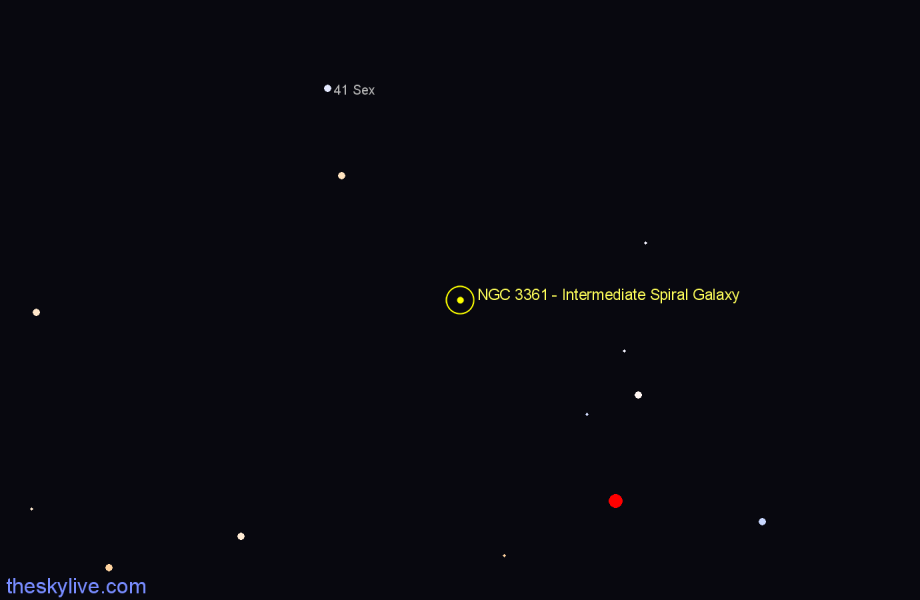 Finder chart NGC 3361 - Intermediate Spiral Galaxy in Sextans star