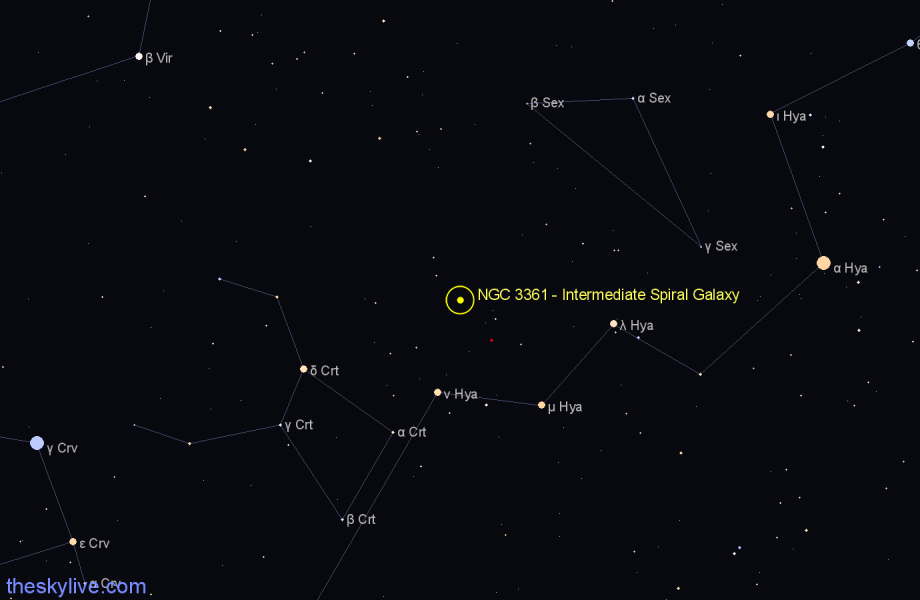 Finder chart NGC 3361 - Intermediate Spiral Galaxy in Sextans star