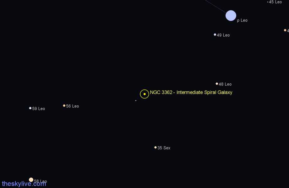 Finder chart NGC 3362 - Intermediate Spiral Galaxy in Leo star