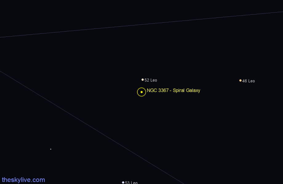 Finder chart NGC 3367 - Spiral Galaxy in Leo star