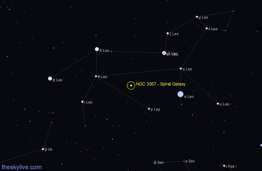 Finder chart NGC 3367 - Spiral Galaxy in Leo star