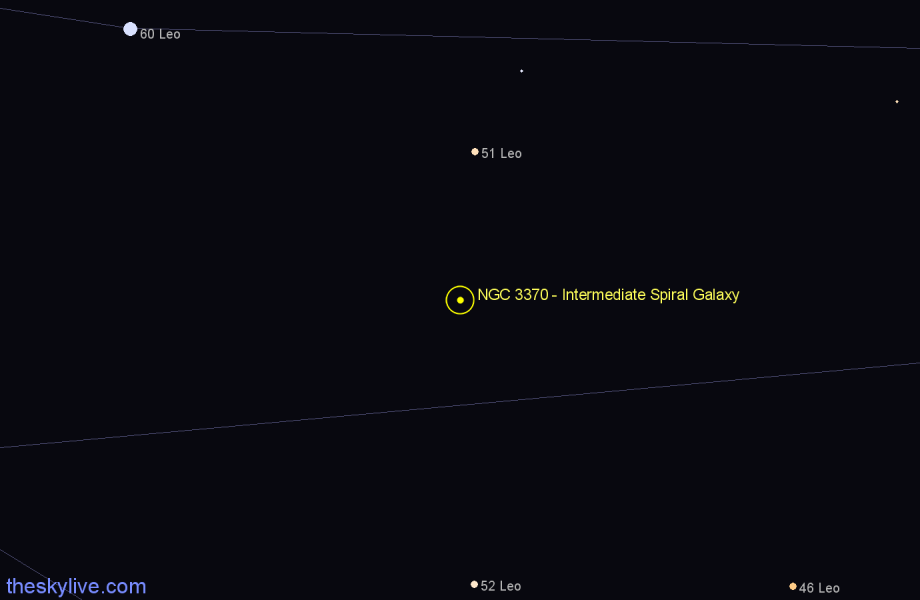 Finder chart NGC 3370 - Intermediate Spiral Galaxy in Leo star