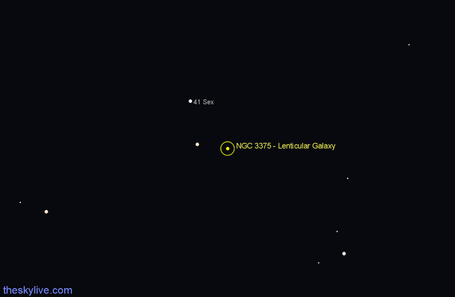 Finder chart NGC 3375 - Lenticular Galaxy in Sextans star