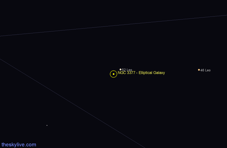 Finder chart NGC 3377 - Elliptical Galaxy in Leo star