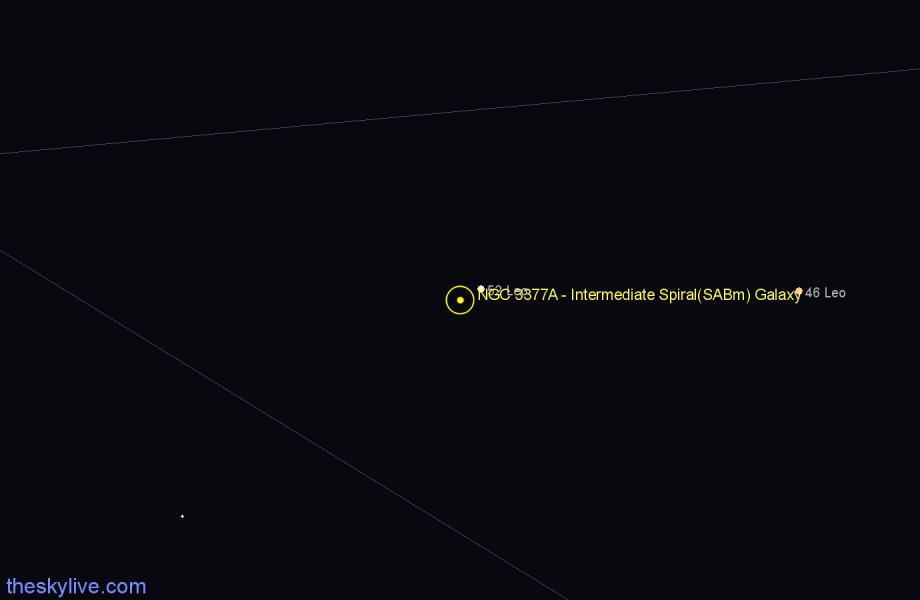 Finder chart NGC 3377A - Intermediate Spiral(SABm) Galaxy in Leo star