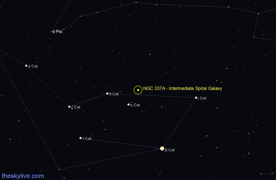 Finder chart NGC 337A - Intermediate Spiral Galaxy in Cetus star