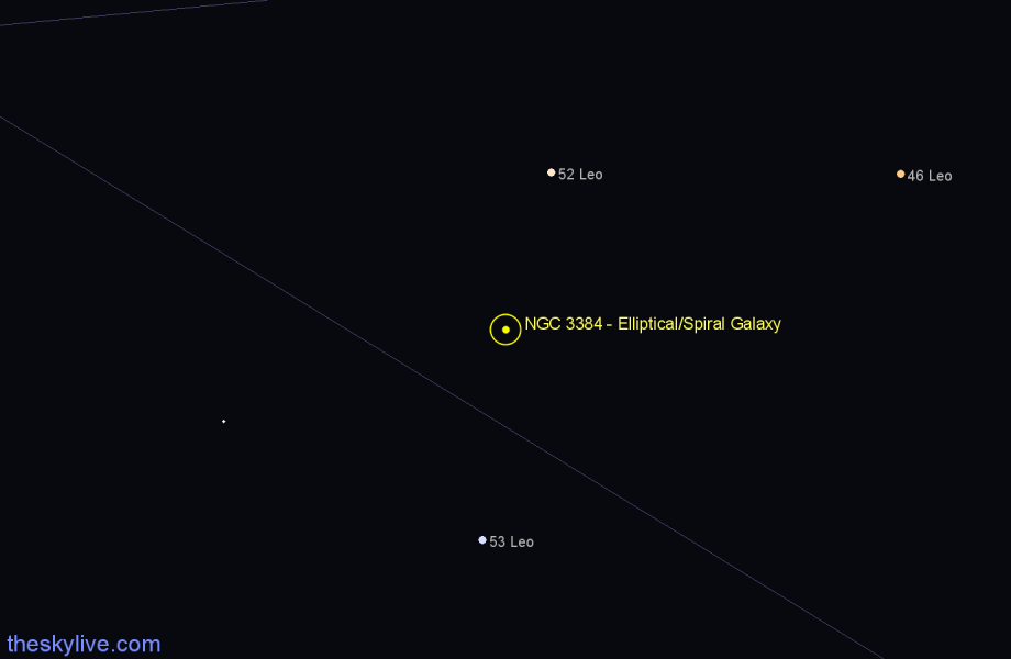 Finder chart NGC 3384 - Elliptical/Spiral Galaxy in Leo star