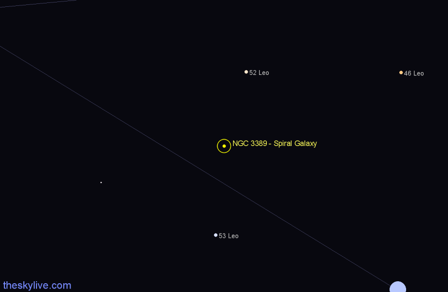 Finder chart NGC 3389 - Spiral Galaxy in Leo star