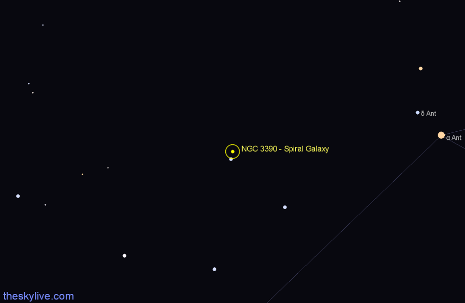 Finder chart NGC 3390 - Spiral Galaxy in Hydra star