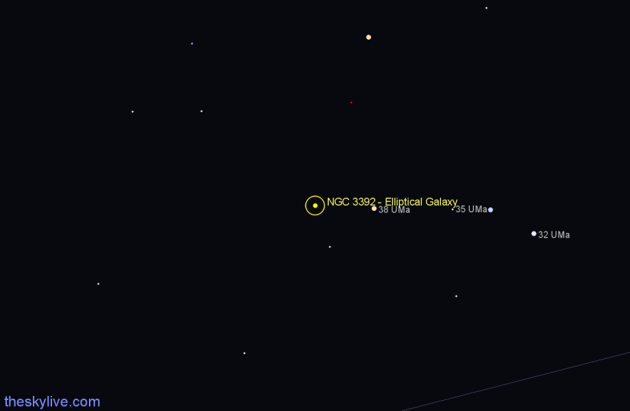 Finder chart NGC 3392 - Elliptical Galaxy in Ursa Major star