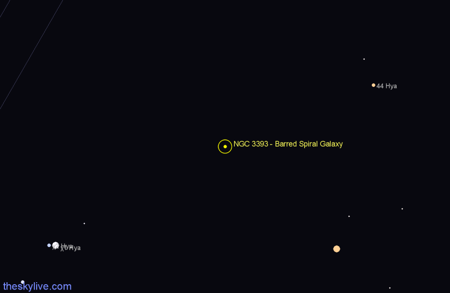 Finder chart NGC 3393 - Barred Spiral Galaxy in Hydra star