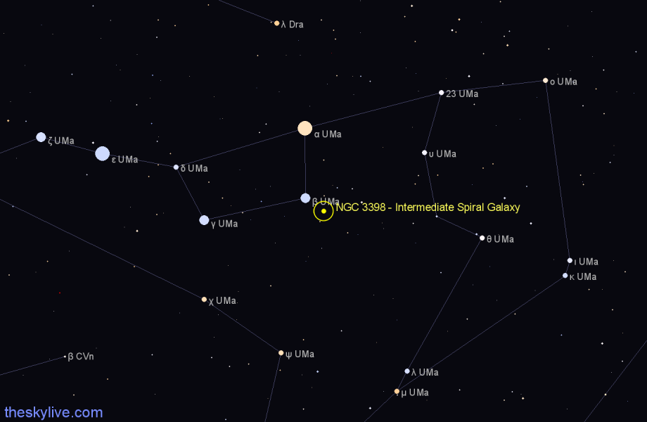 Finder chart NGC 3398 - Intermediate Spiral Galaxy in Ursa Major star