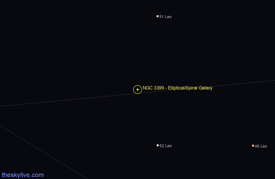 Finder chart NGC 3399 - Elliptical/Spiral Galaxy in Leo star